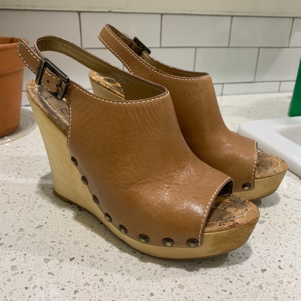 Sam Edelman Tan Sling Back wedges